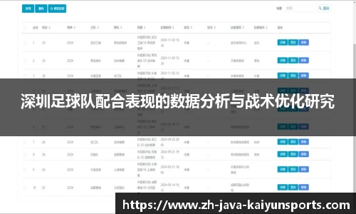 深圳足球队配合表现的数据分析与战术优化研究